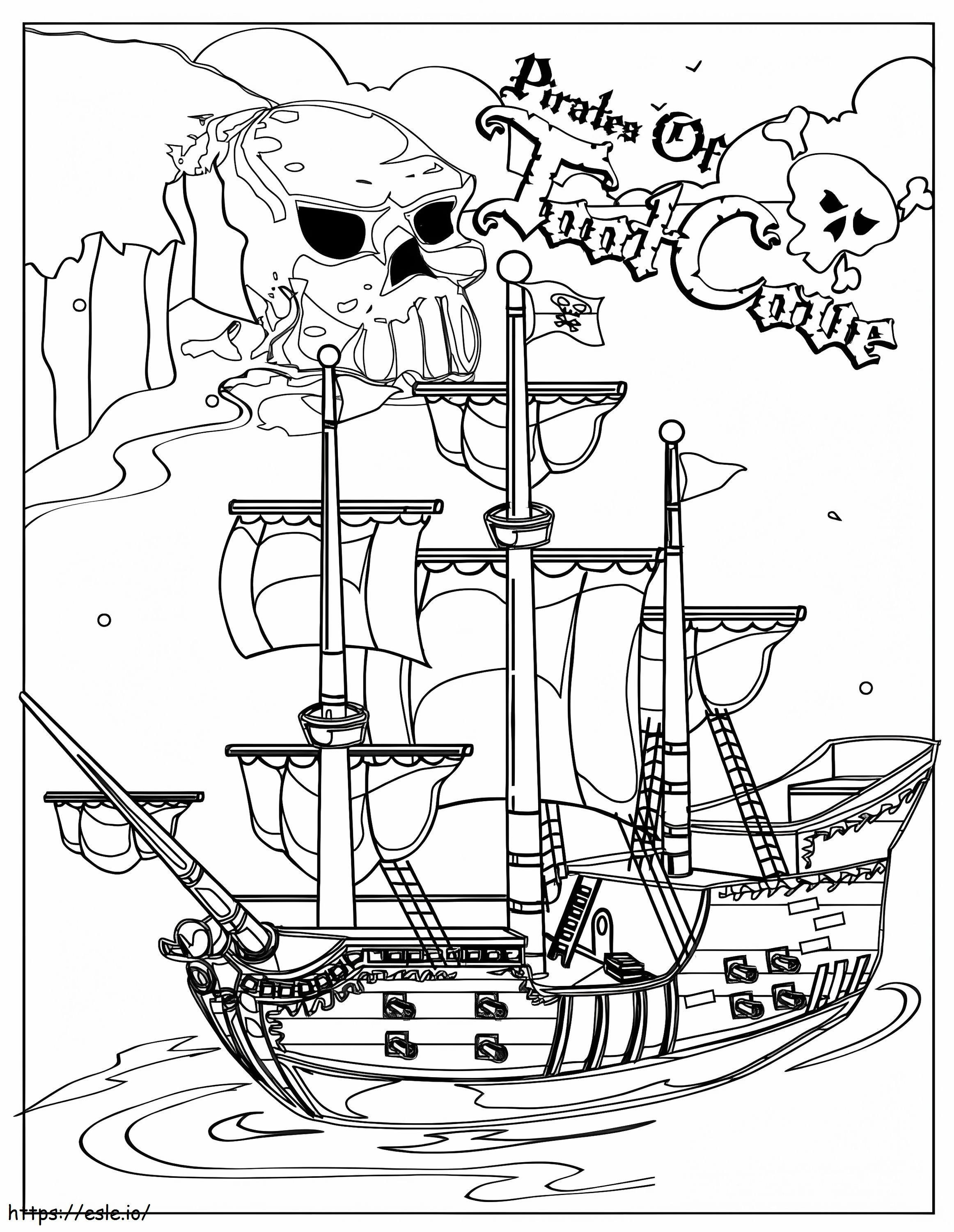Barco Pirata Con Calavera para colorear