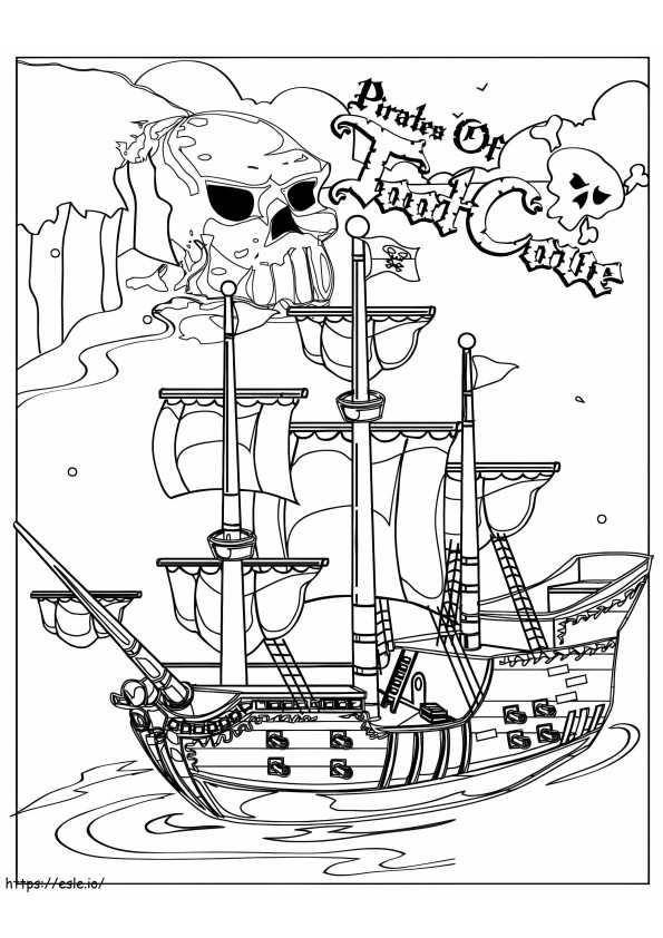 Barco Pirata Con Calavera para colorear