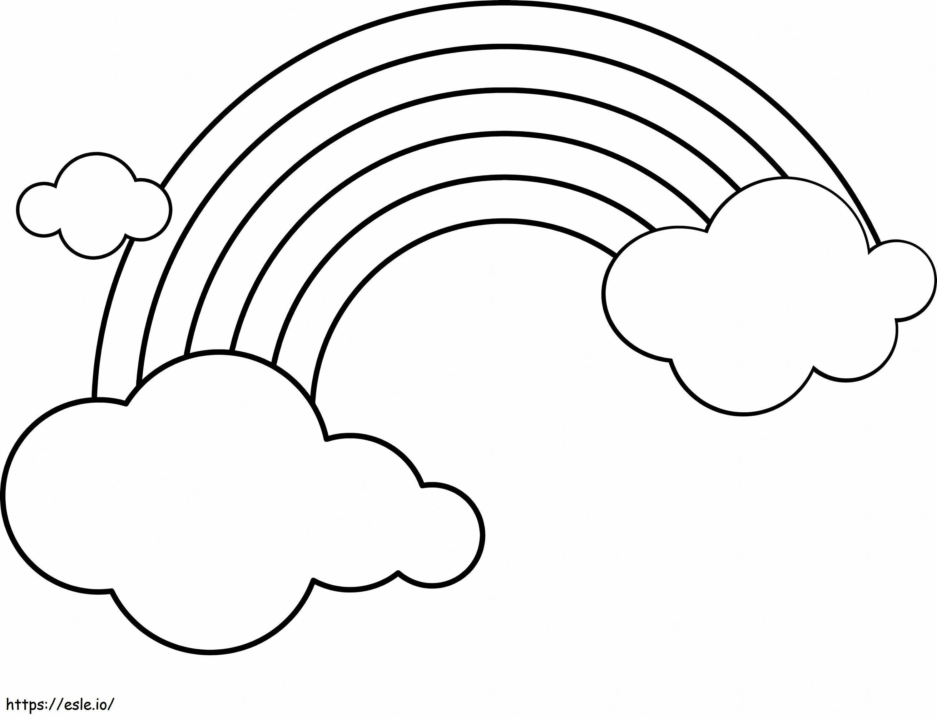 Coloriage Arc-en-ciel avec trois nuages à imprimer dessin