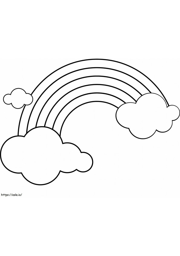 Coloriage Arc-en-ciel avec trois nuages à imprimer dessin