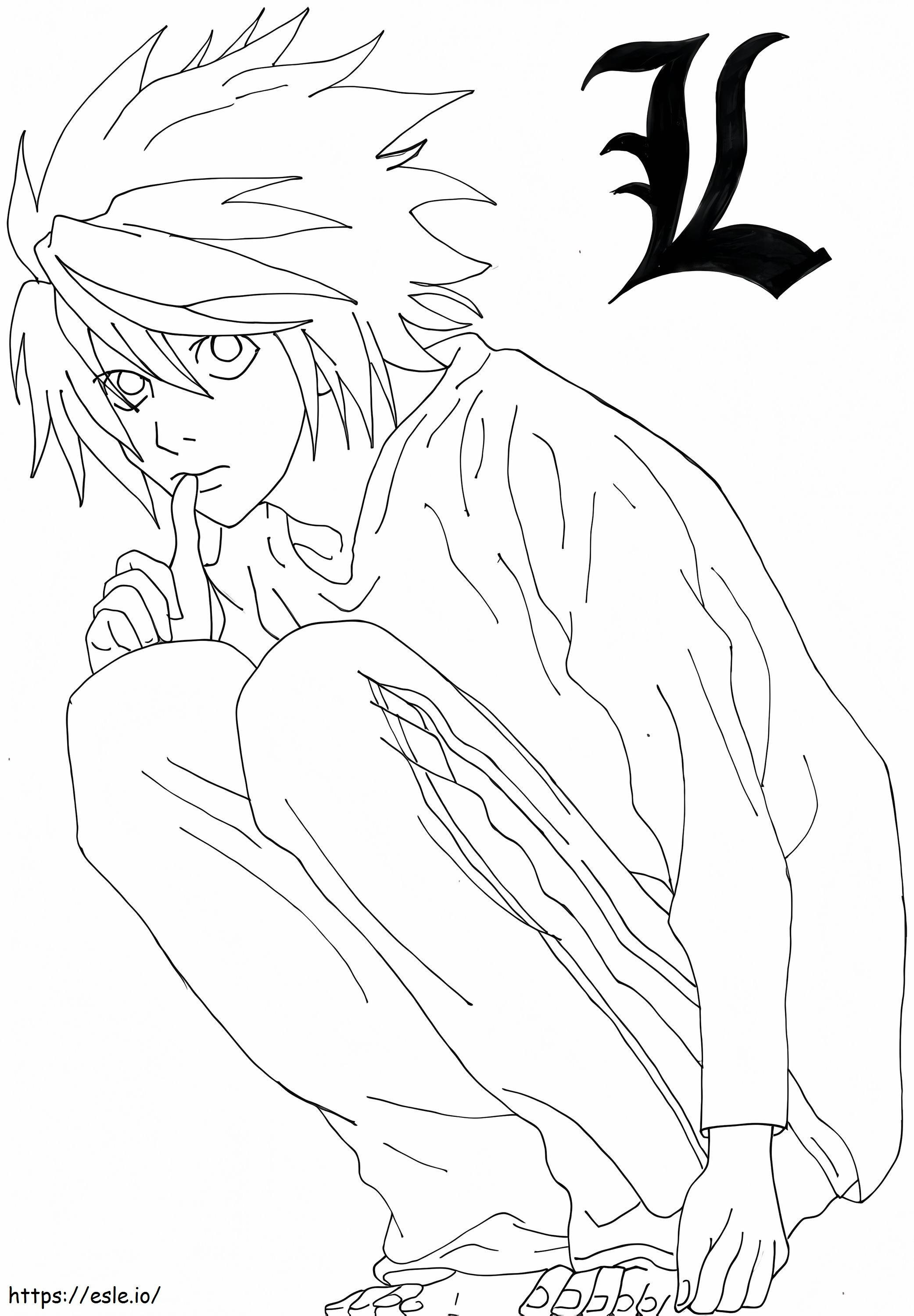 L do Death Note 1 para colorir