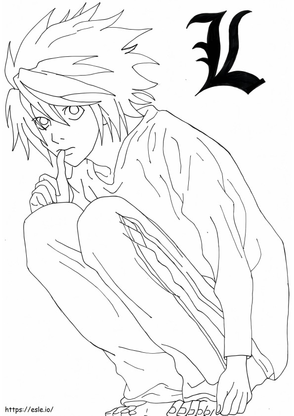 L Uit Death Note 1 kleurplaat