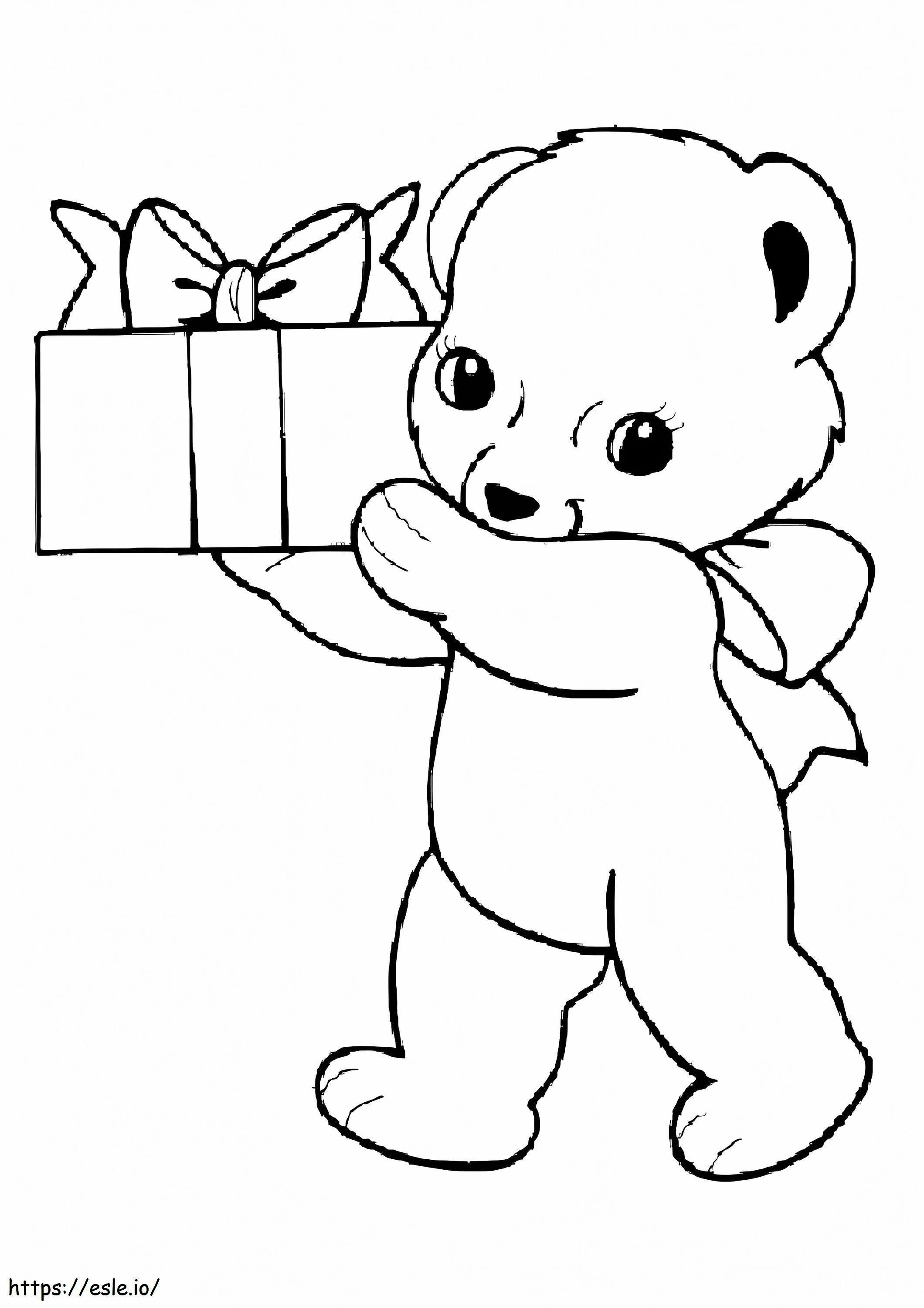 1526724415 De teddybeer brengt het cadeau A4 kleurplaat kleurplaat
