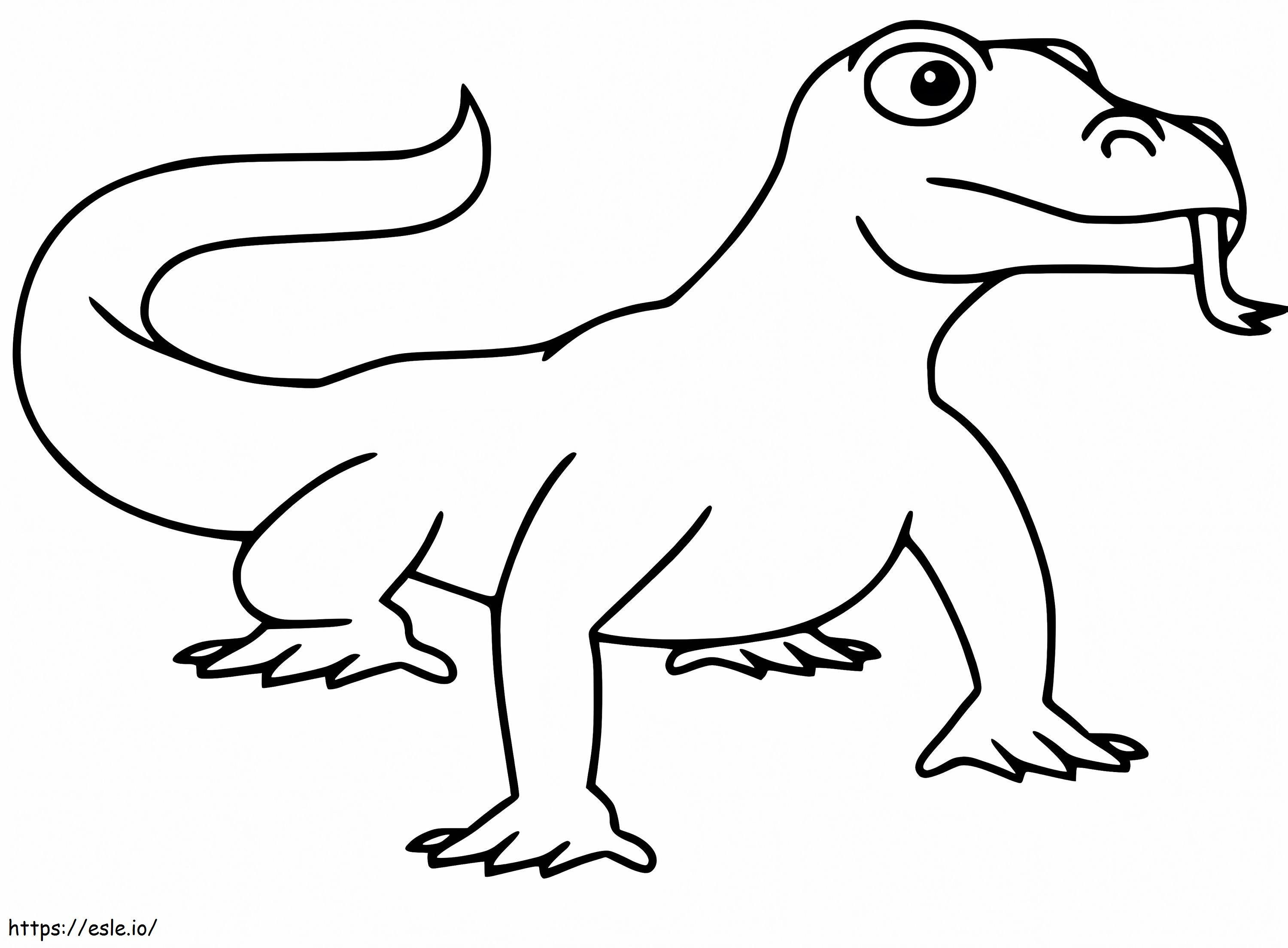 Dragón de Komodo de dibujos animados para colorear