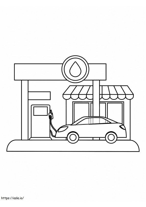 Easy Gas Station coloring page