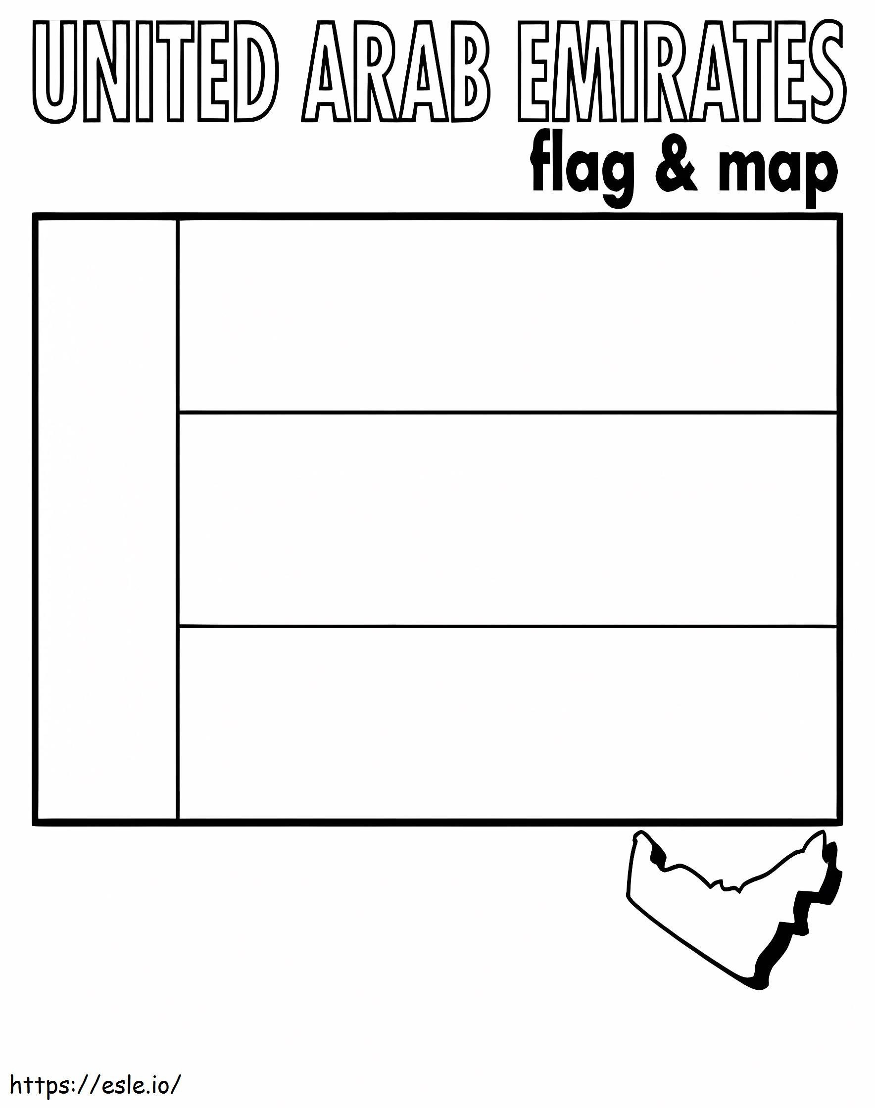 Flaga i mapa Zjednoczonych Emiratów Arabskich kolorowanka