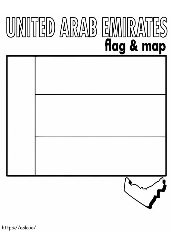 アラブ首長国連邦の国旗と地図 ぬりえ - 塗り絵