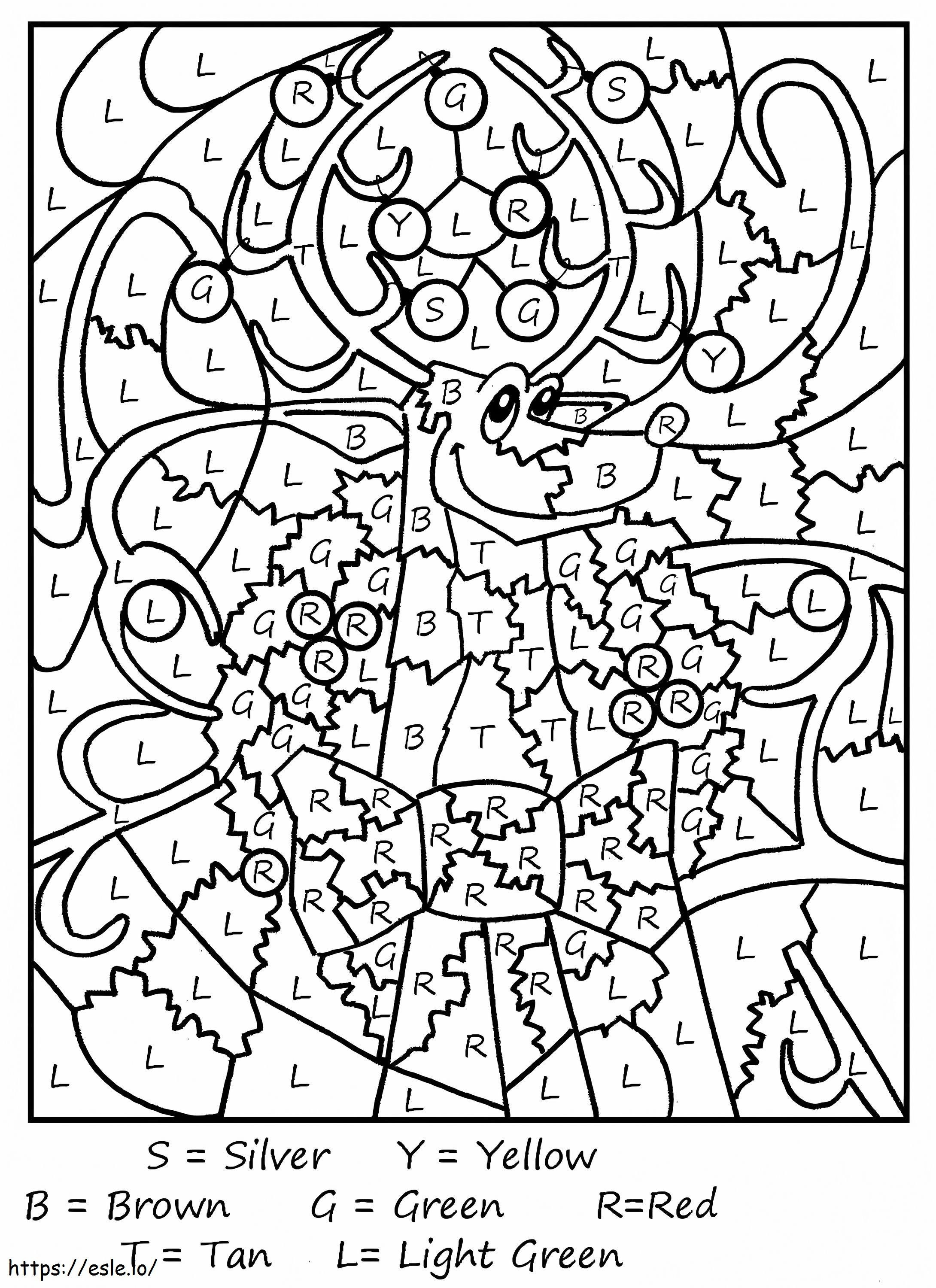 Reindeer Color By Letters coloring page