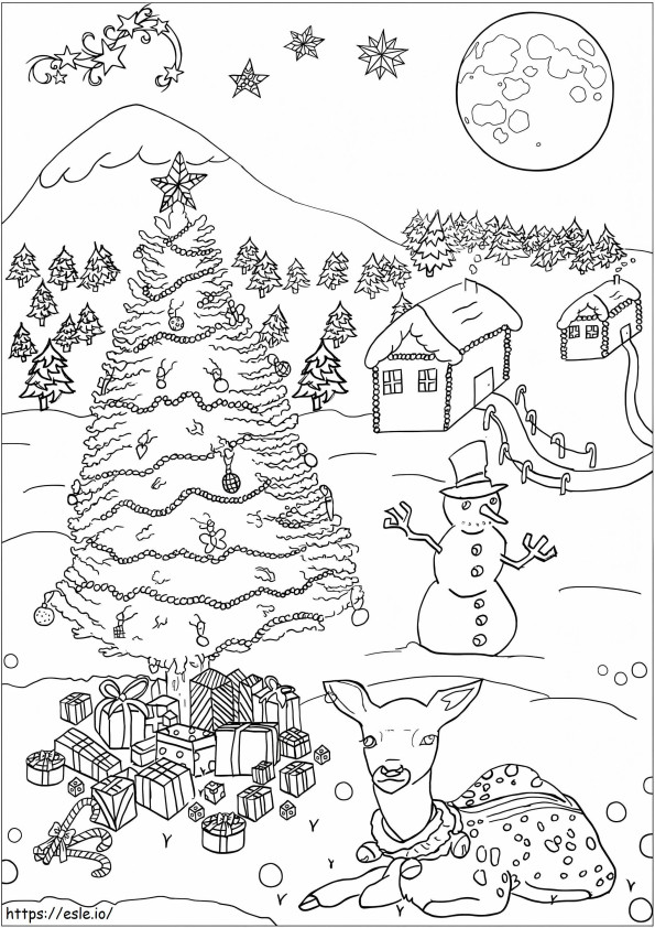 Christmas Landscape coloring page