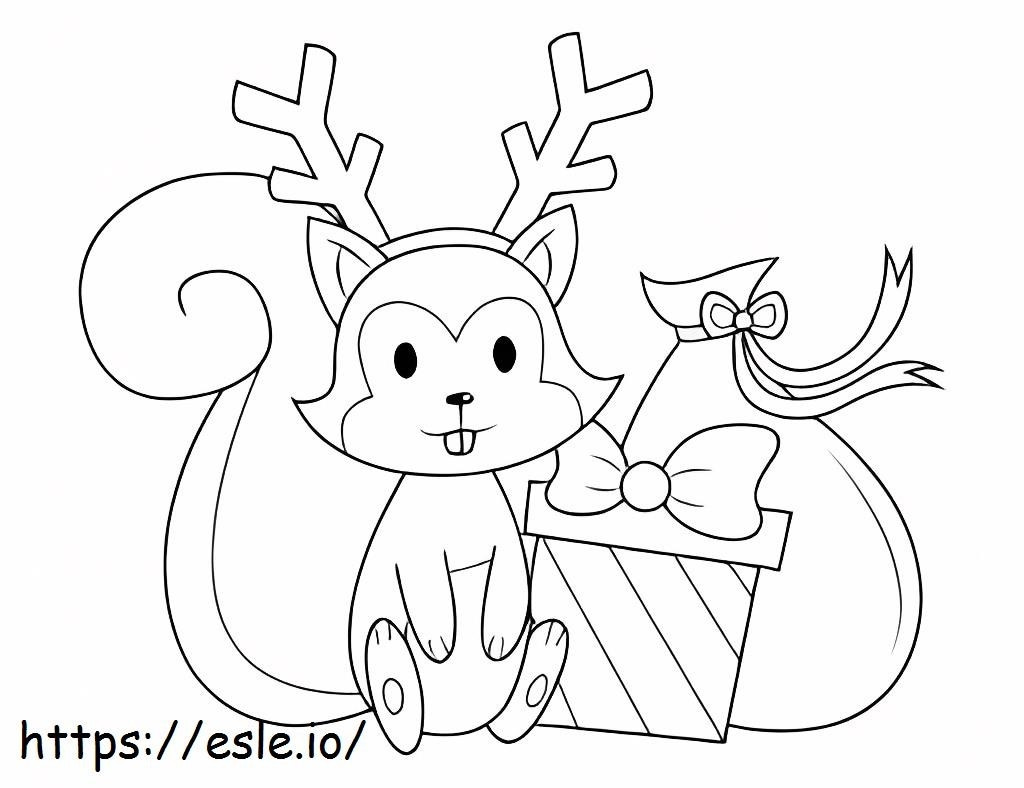 Squirrel At Christmas coloring page