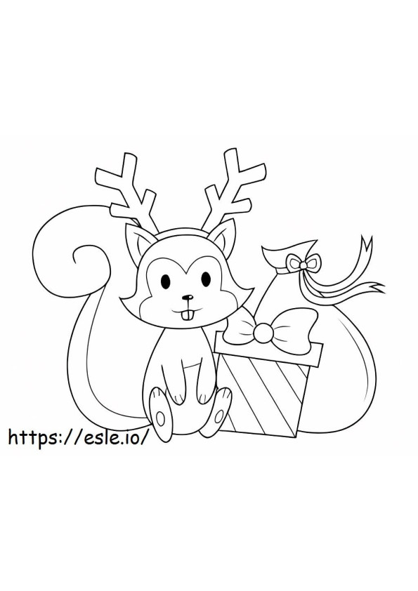 Squirrel At Christmas coloring page