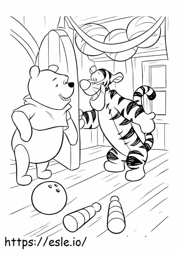 Tigger ve Pooh Bowlingi boyama