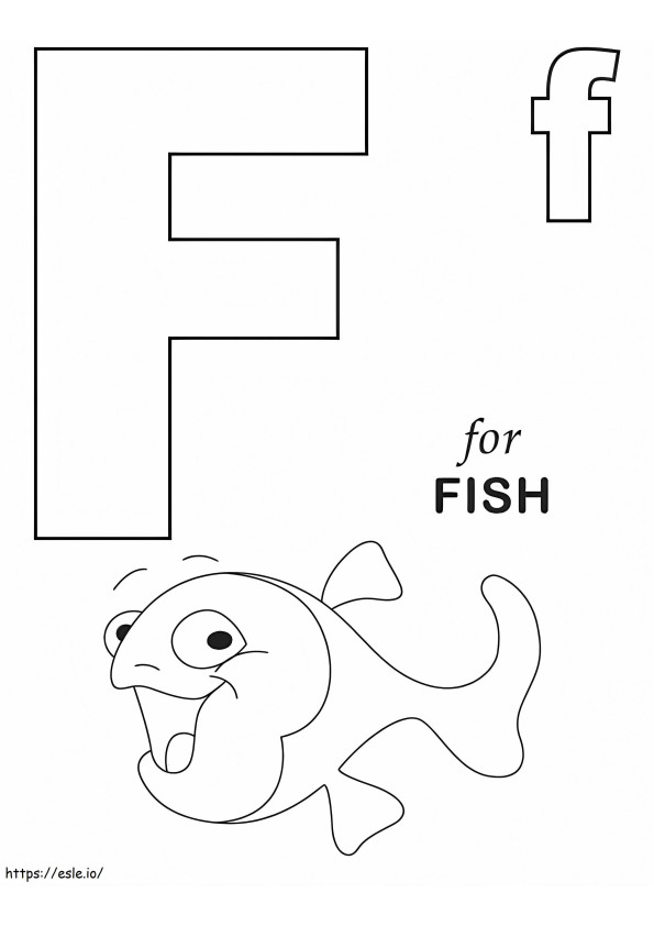 Kala kirjain F värityskuva