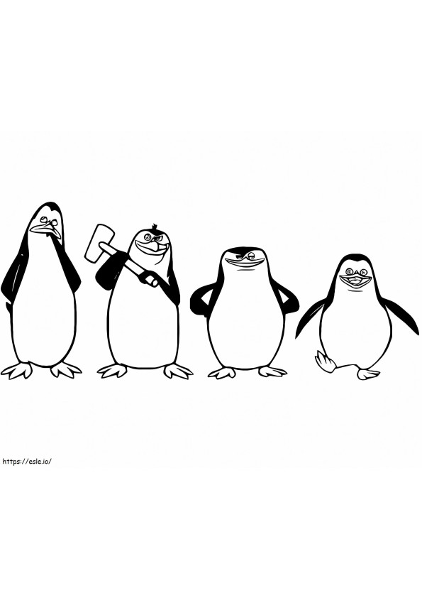Pingüinos libres de Madagascar para colorear