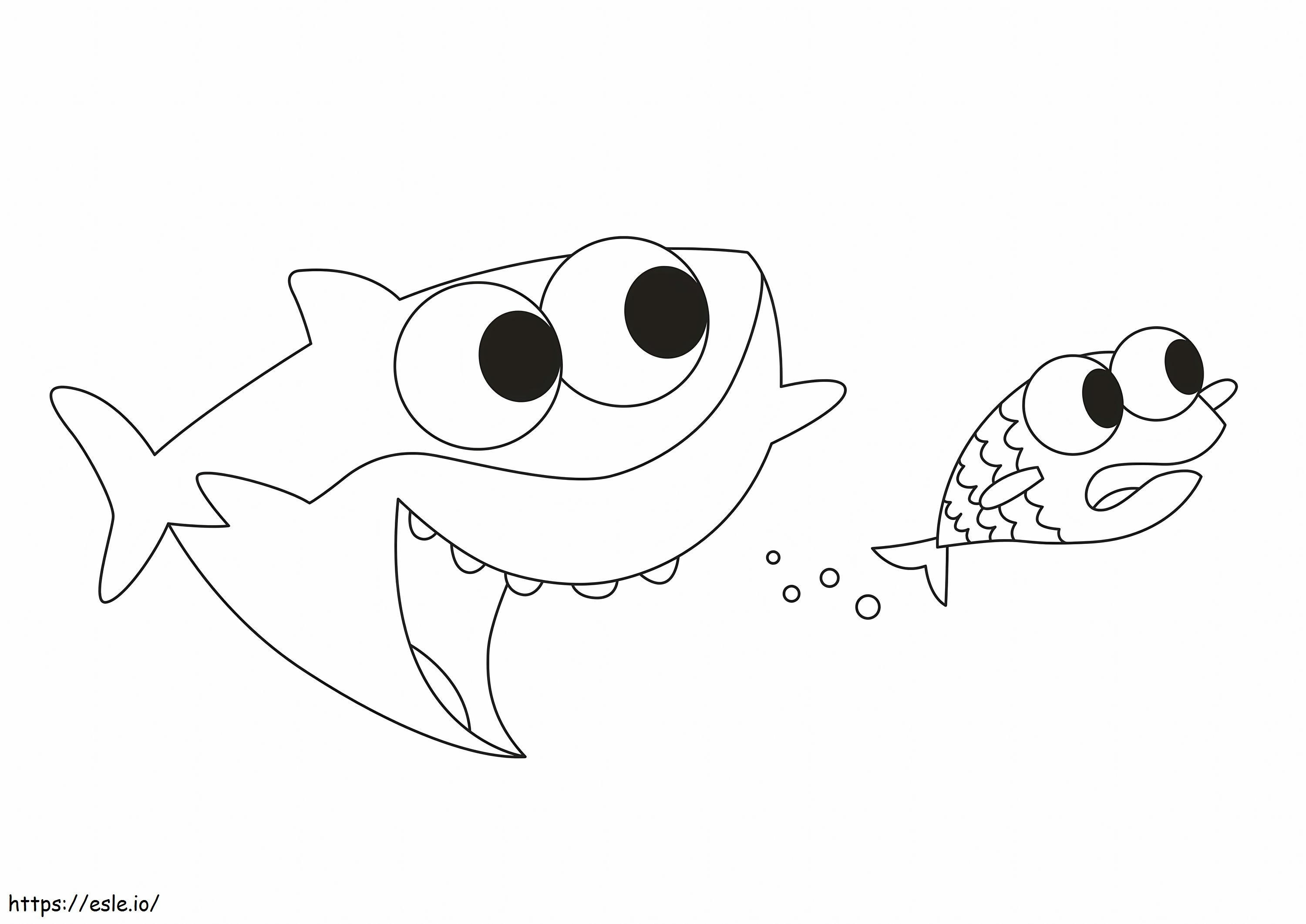Bebê tubarão para impressão grátis para colorir