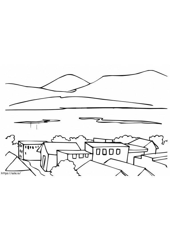 Typowy Krajobraz Miasta W Norwegii kolorowanka