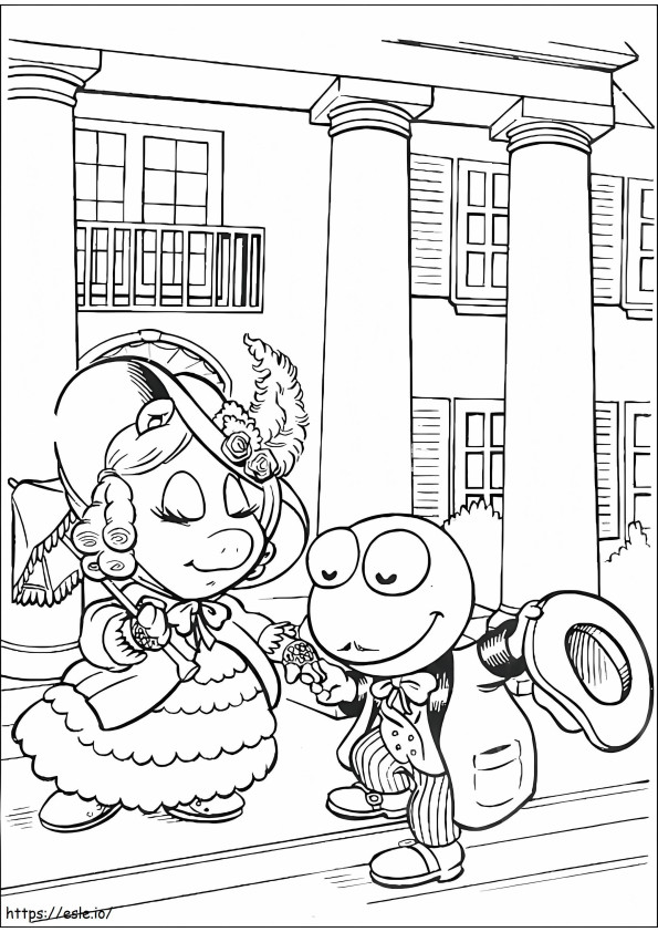 Baby Miss Piggy And Kermit From Muppet Babies coloring page