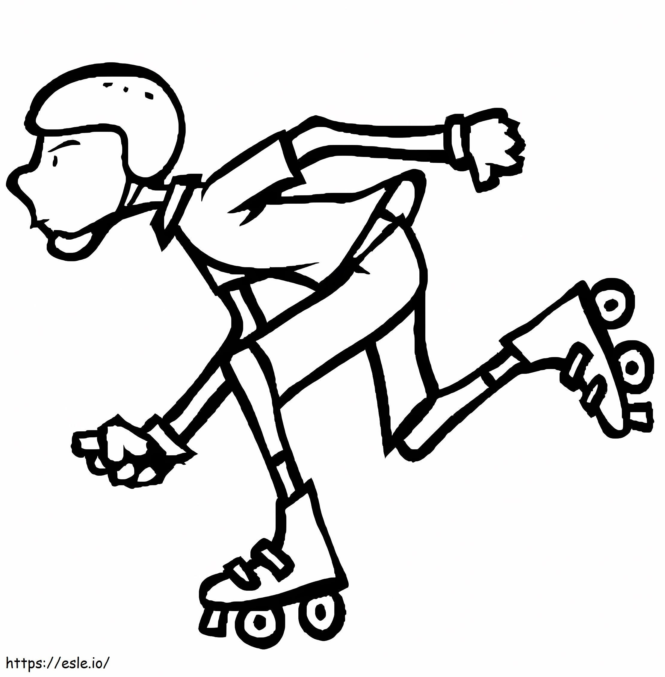 Coloriage Un garçon sur des patins à roulettes à imprimer dessin