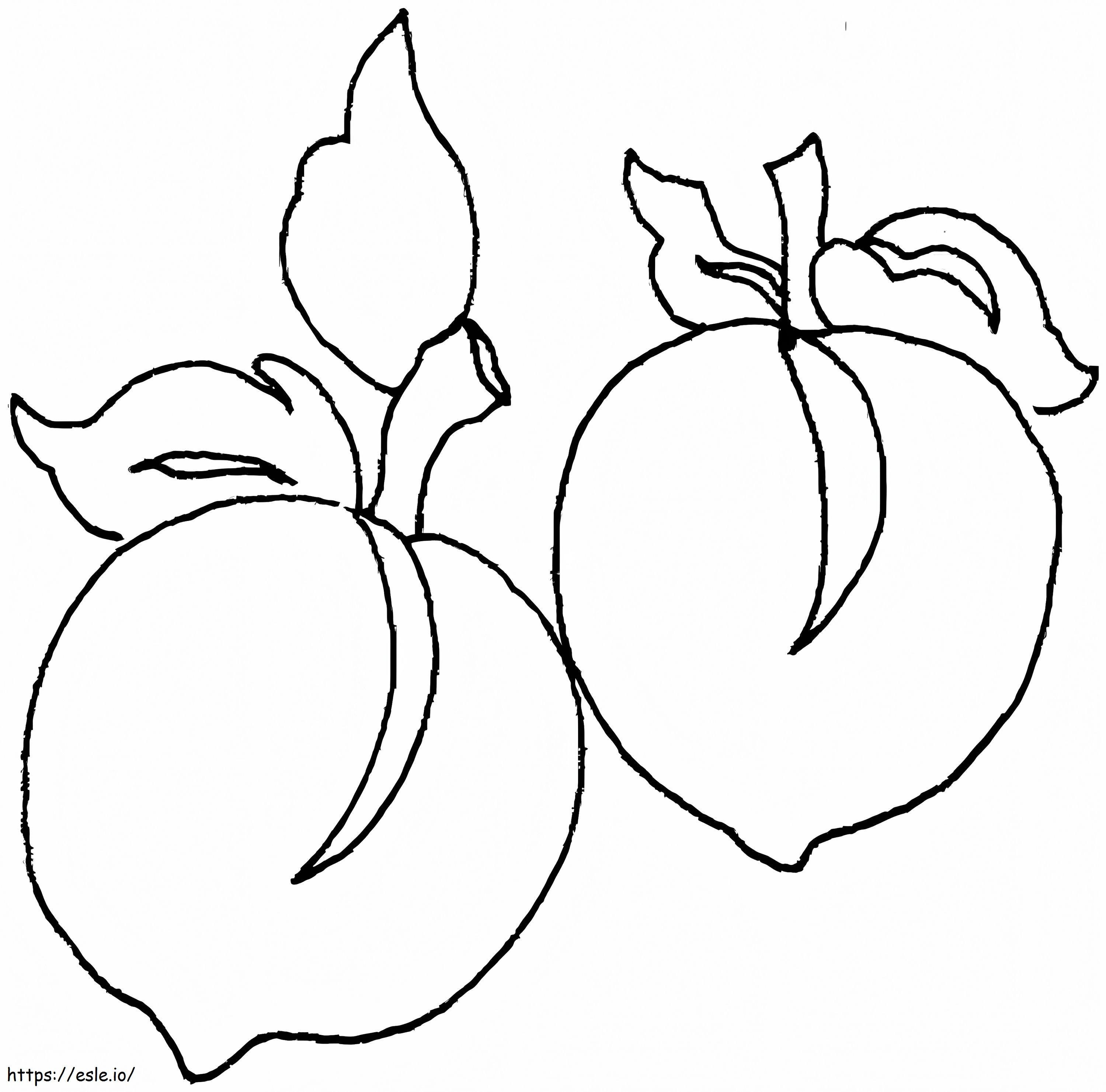 Kaksi hedelmä persikkaa värityskuva