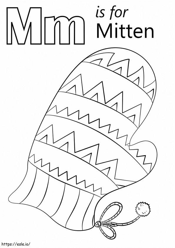 Mitten Letter M coloring page