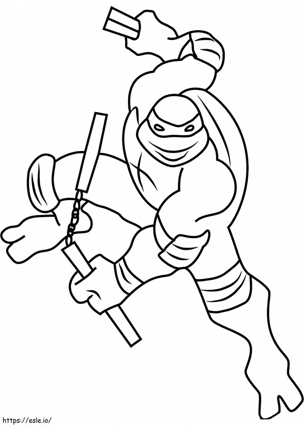 Michelangelo com dois Nunchaku para colorir