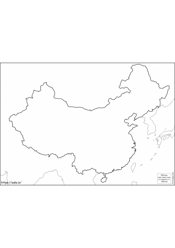 Mapa de China 2 para colorear