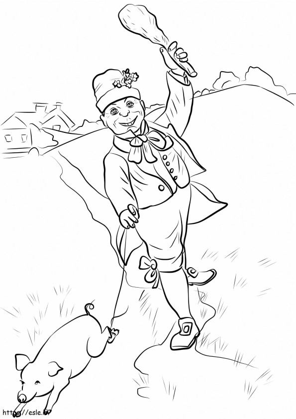 Leprechaun With Pig coloring page