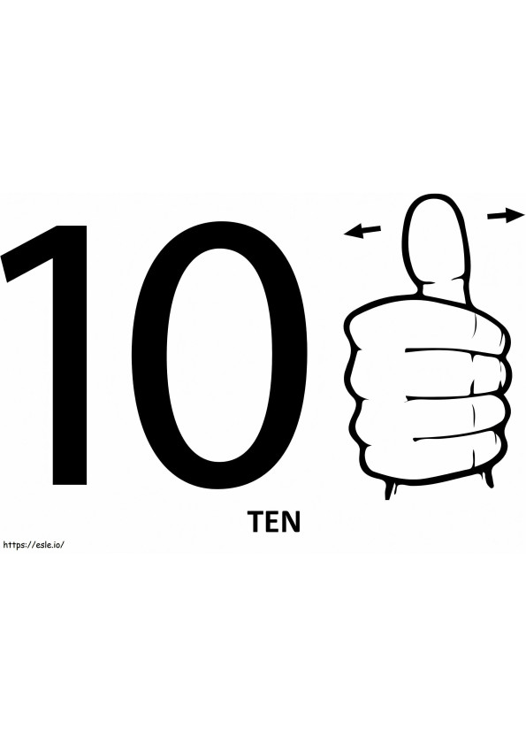 Sign Number 10 coloring page