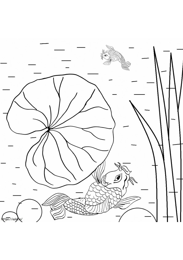 Fish And Lily Pad coloring page