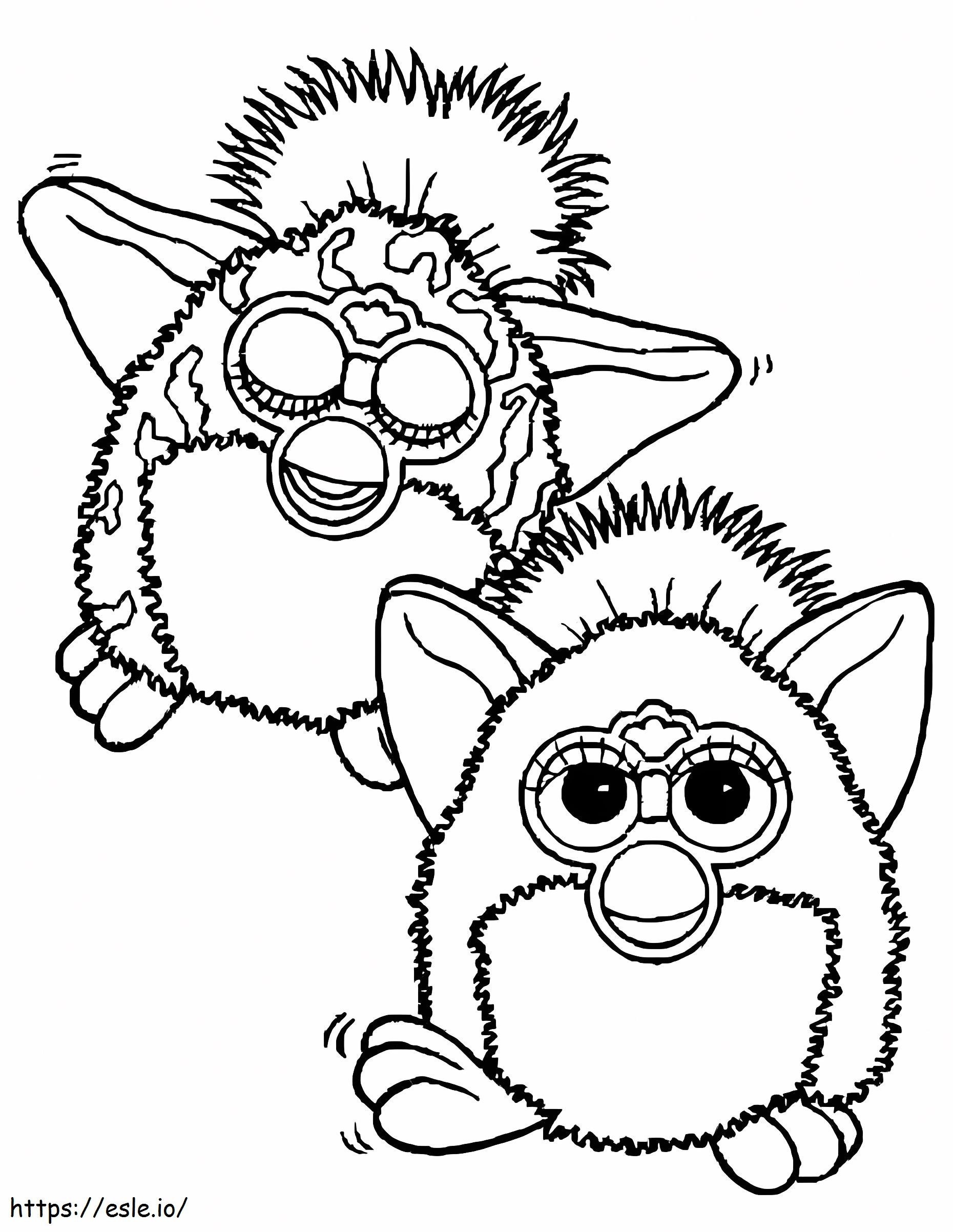 Two Furby coloring page