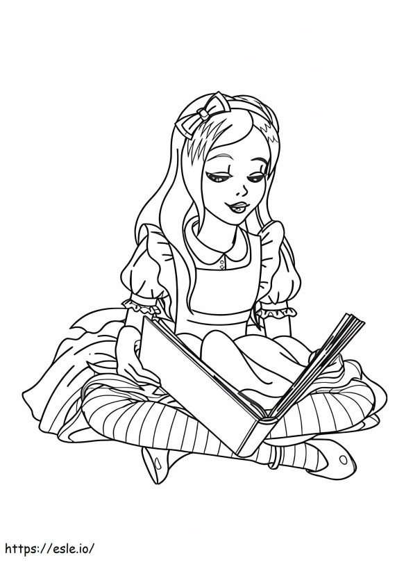Fată Așezată Citind de colorat