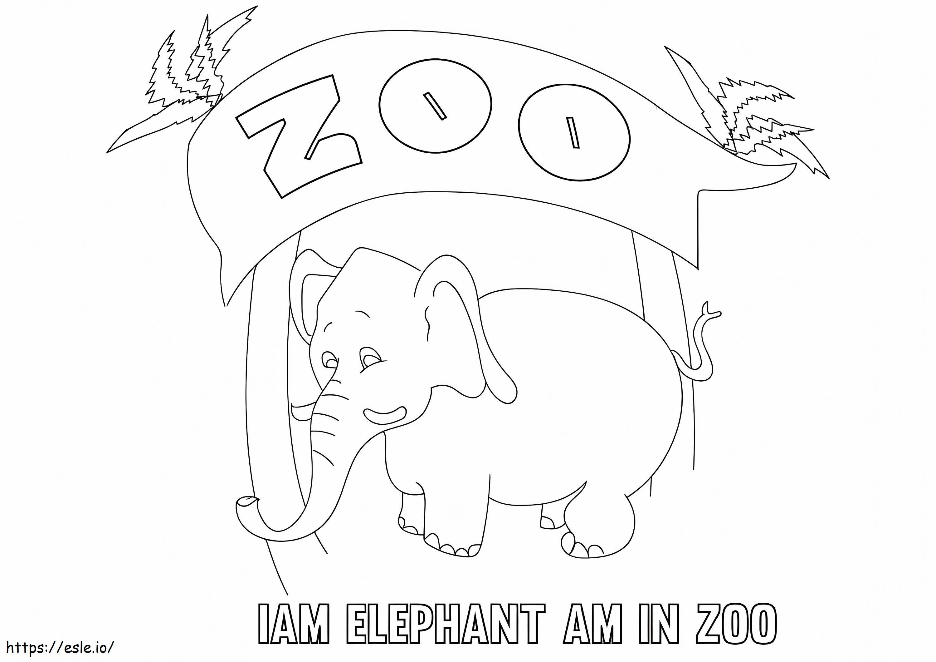 Elefante en el zoológico para colorear