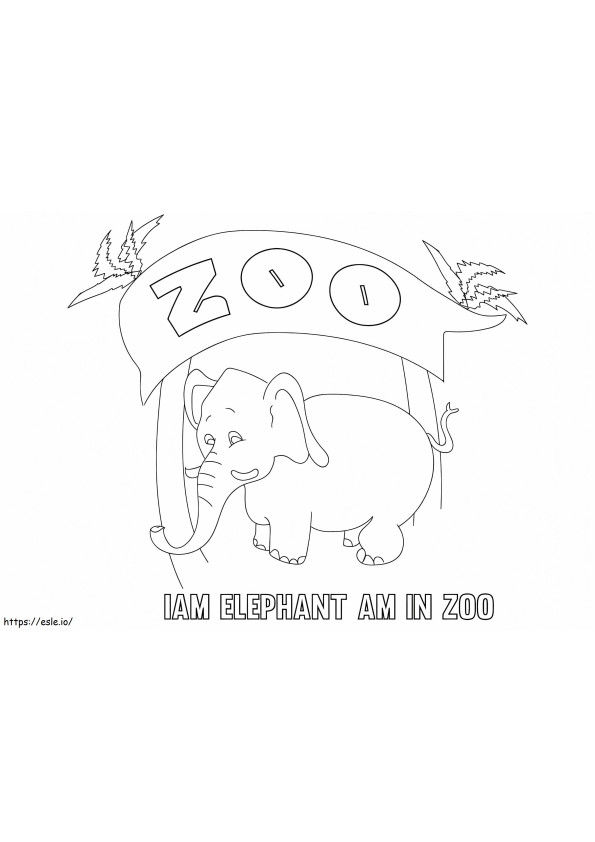 Elefante no zoológico para colorir