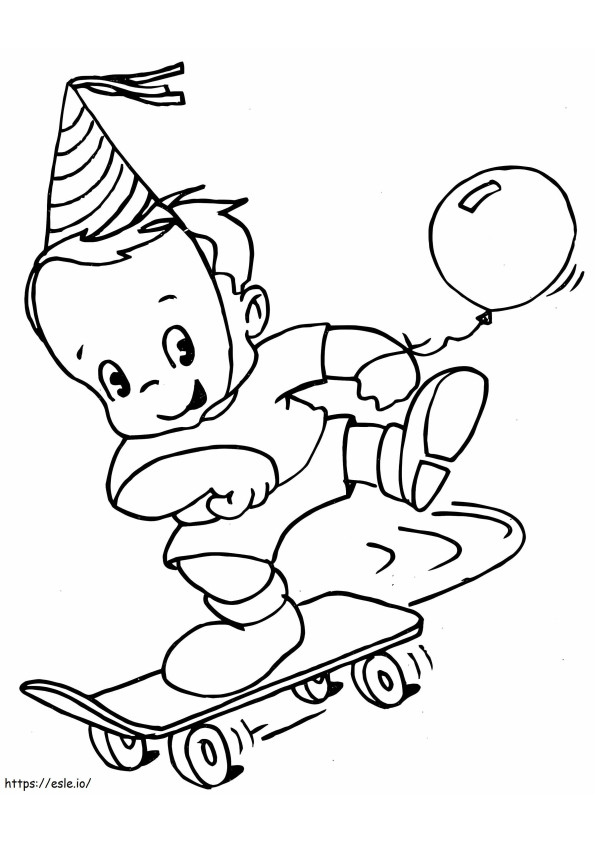 Un copil cu skateboard de colorat