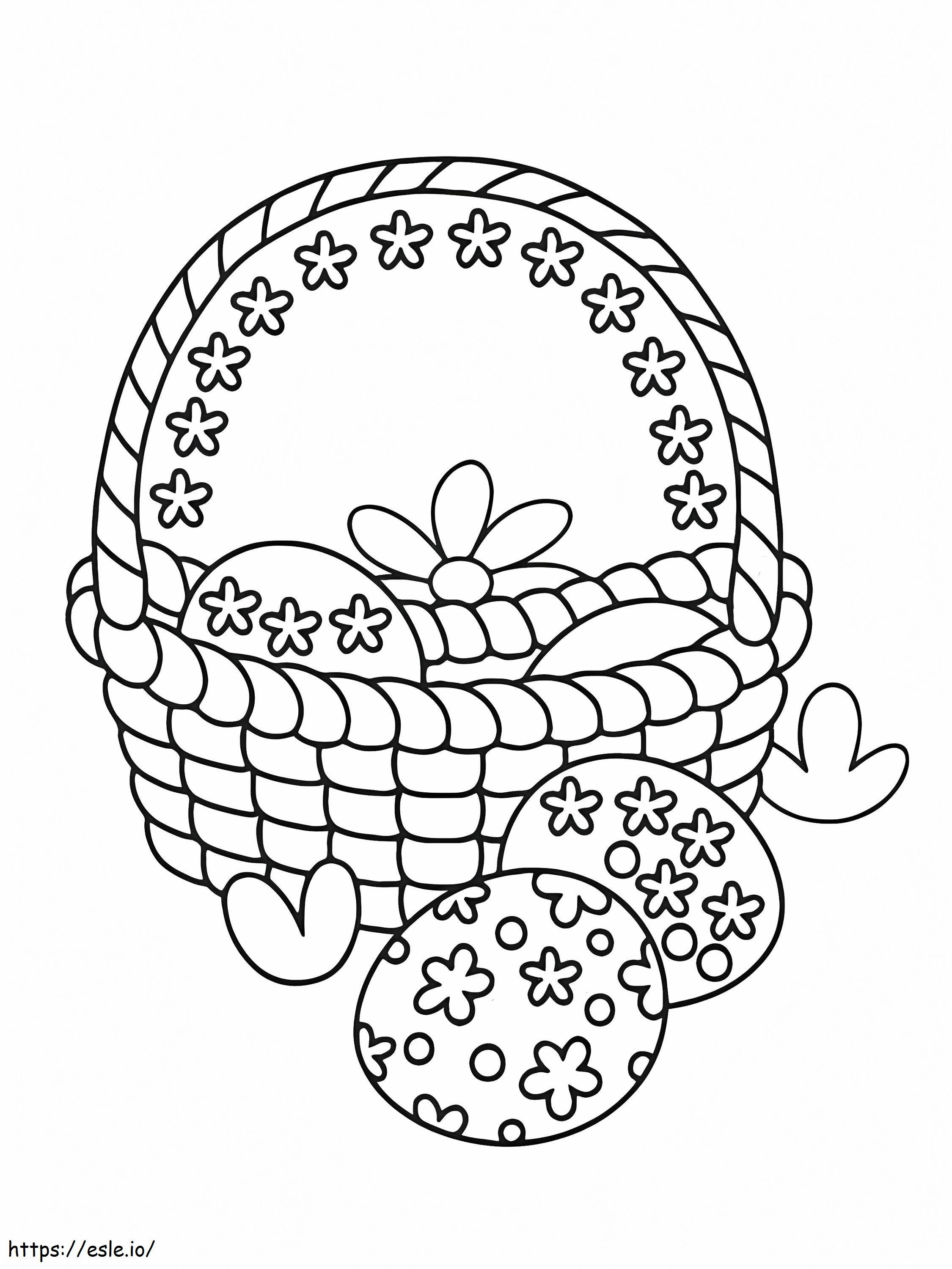 Ovos de Páscoa fofos e cesta para colorir