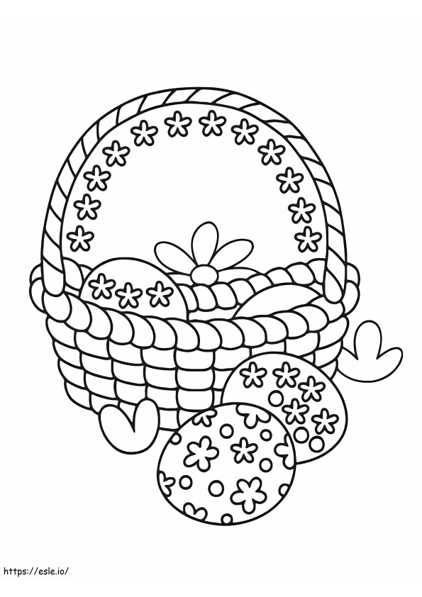 Ovos de Páscoa fofos e cesta para colorir