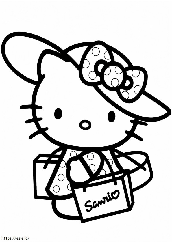 Hello Kitty Saat Liburan Gambar Mewarnai