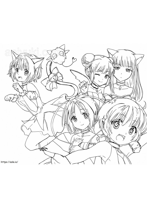 Characters From Tokyo Mew Mew coloring page
