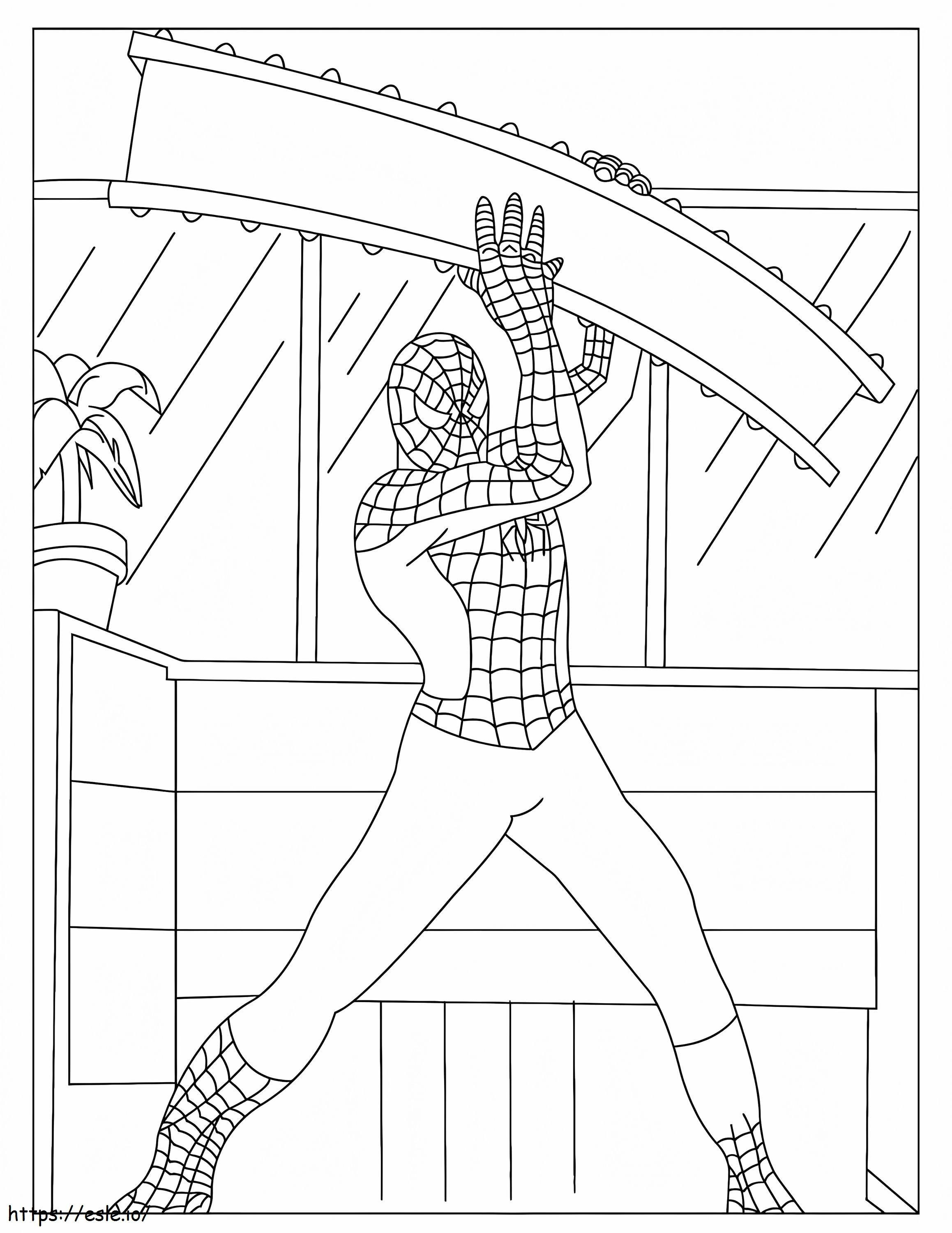Coloriage Spider Man tenant un pistolet à imprimer dessin