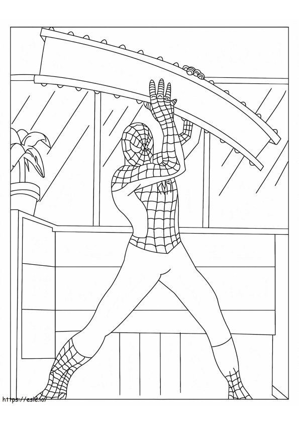 Coloriage Spider Man tenant un pistolet à imprimer dessin