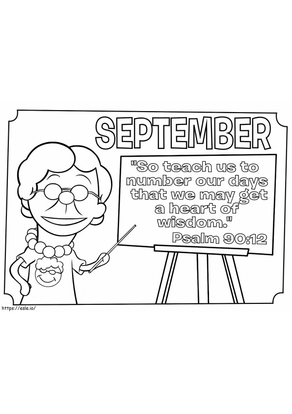 Coloriage Septembre avec le professeur à imprimer dessin