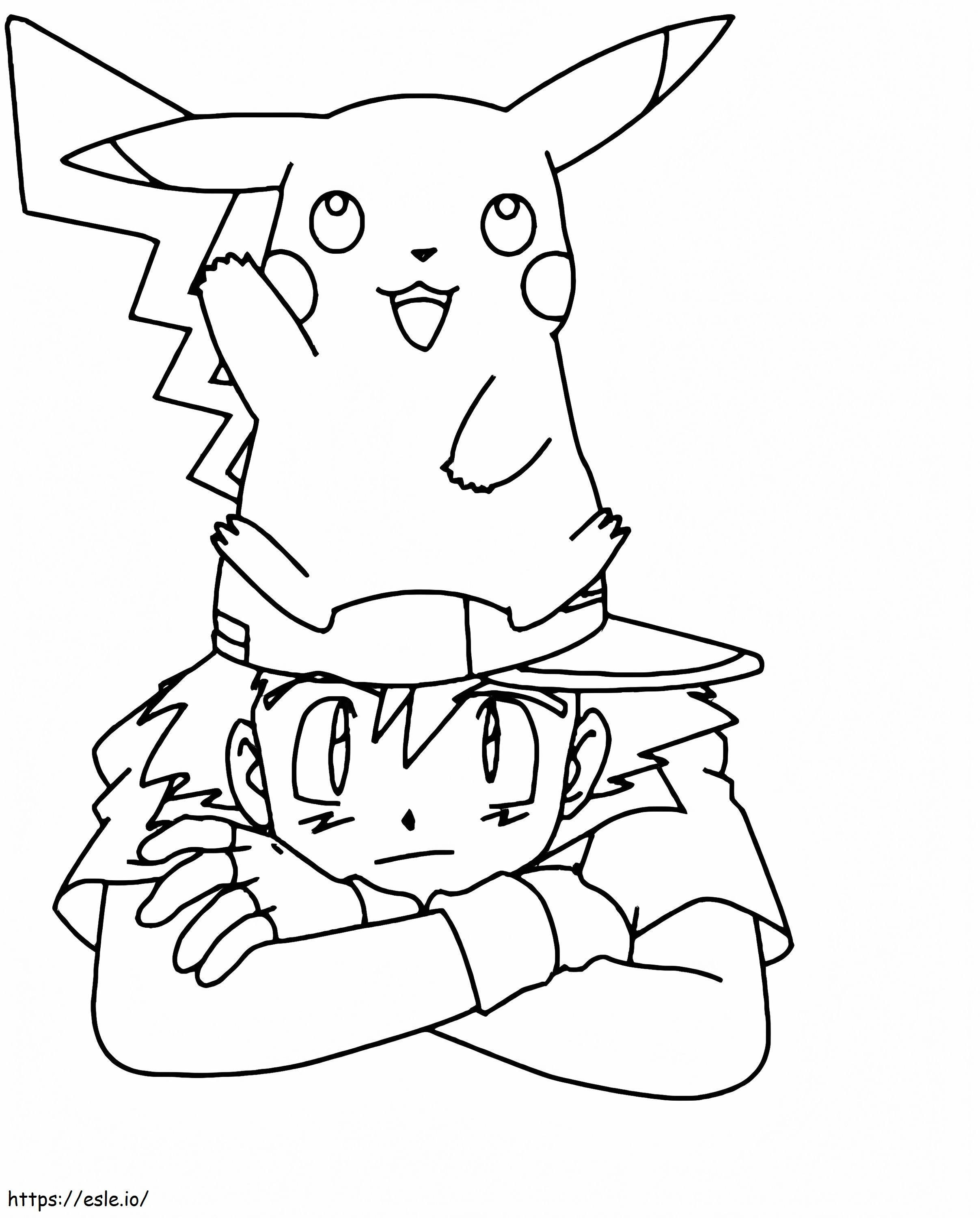 Satoshi Dengan Pikachu Gambar Mewarnai