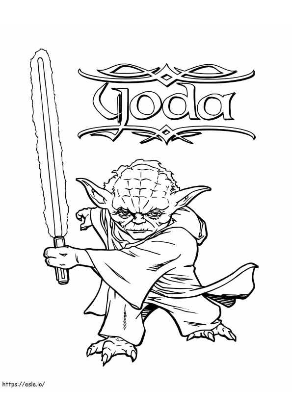 Master Yoda With Lightsaber coloring page