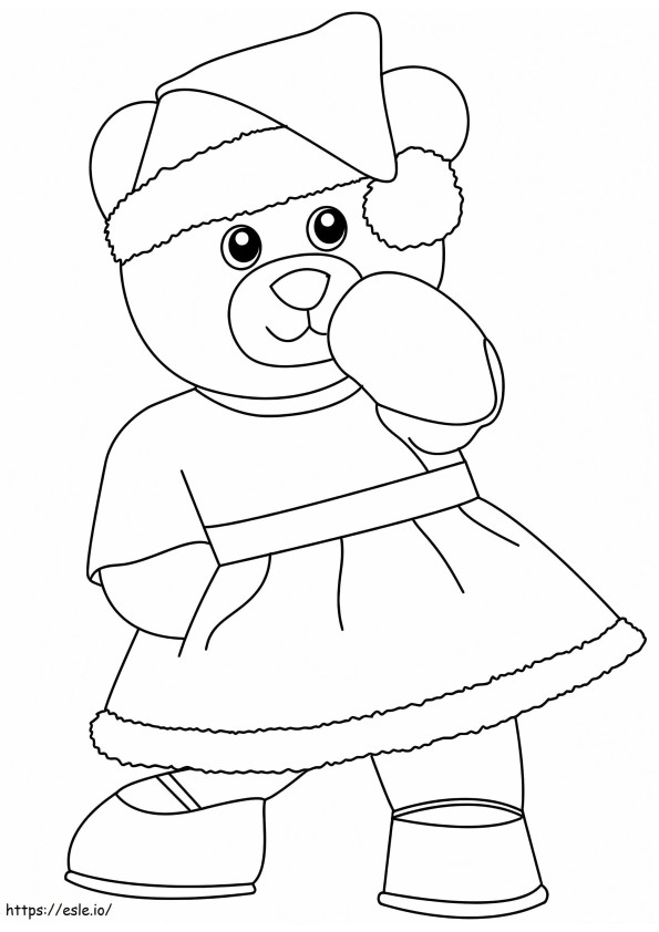 Cute Christmas Teddy coloring page
