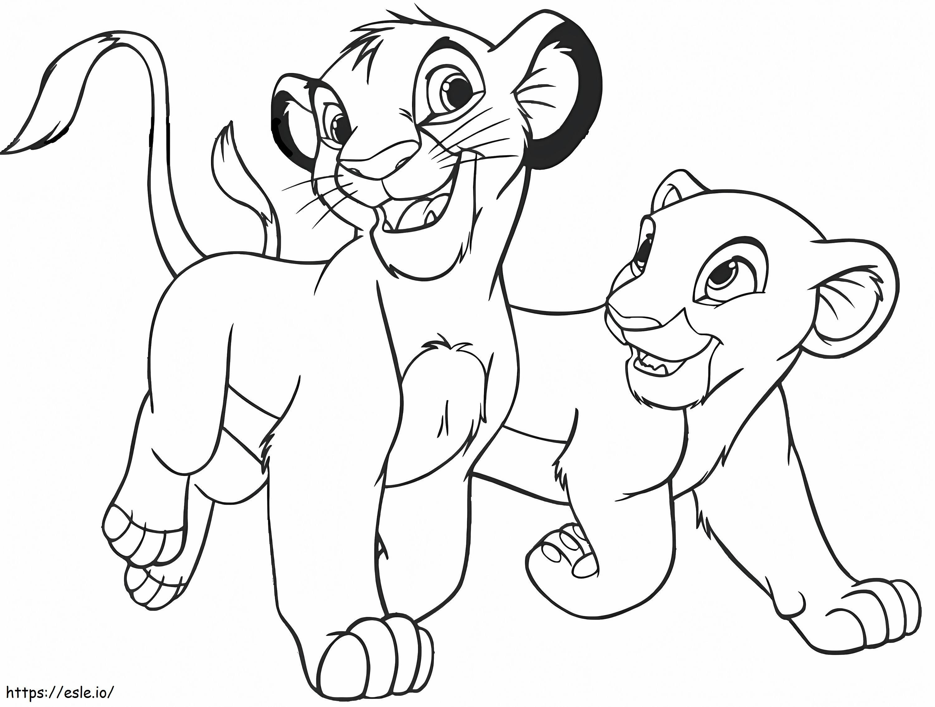 1560501175 Simba And Kiara A4 coloring page