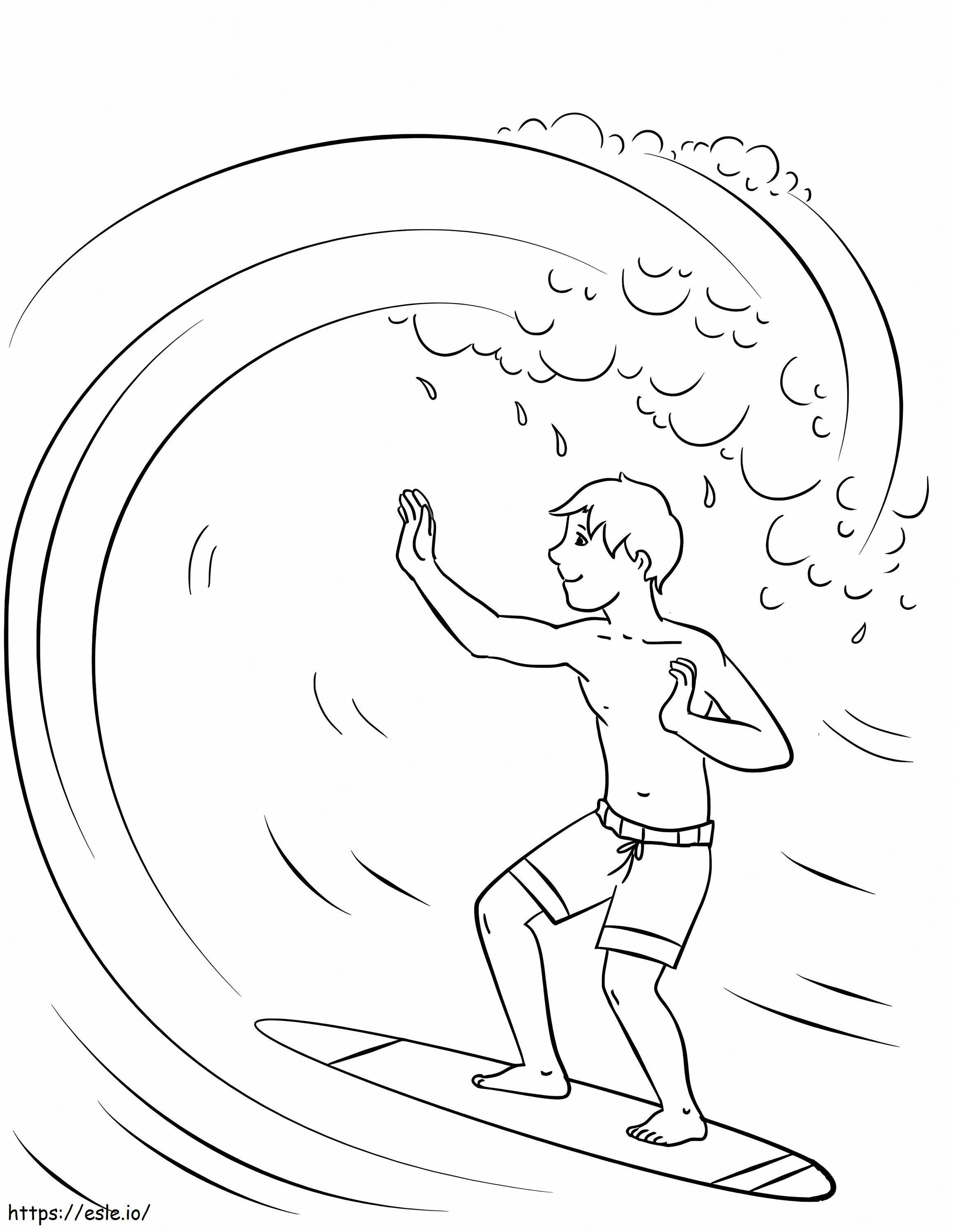 Surfing Boy coloring page