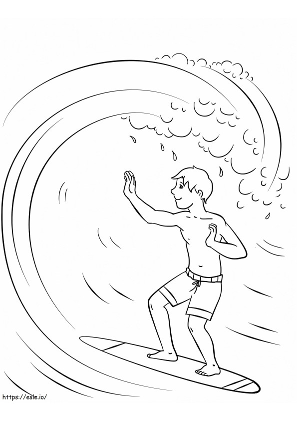 chico surfeando para colorear