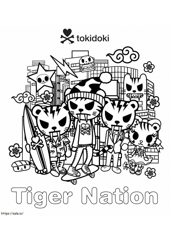 Coloriage L'équipage de Tiger Nation Tokidoki à imprimer dessin