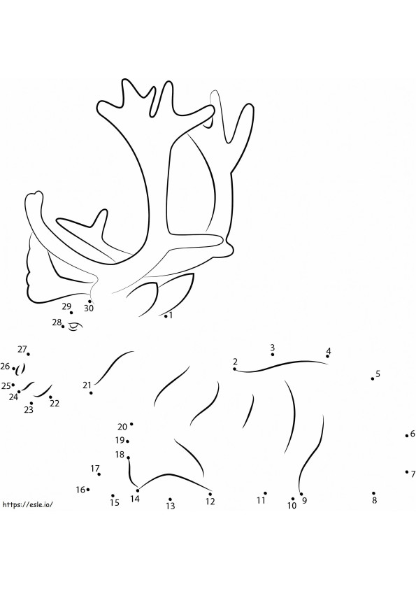 Print Reindeer Dot To Dots coloring page