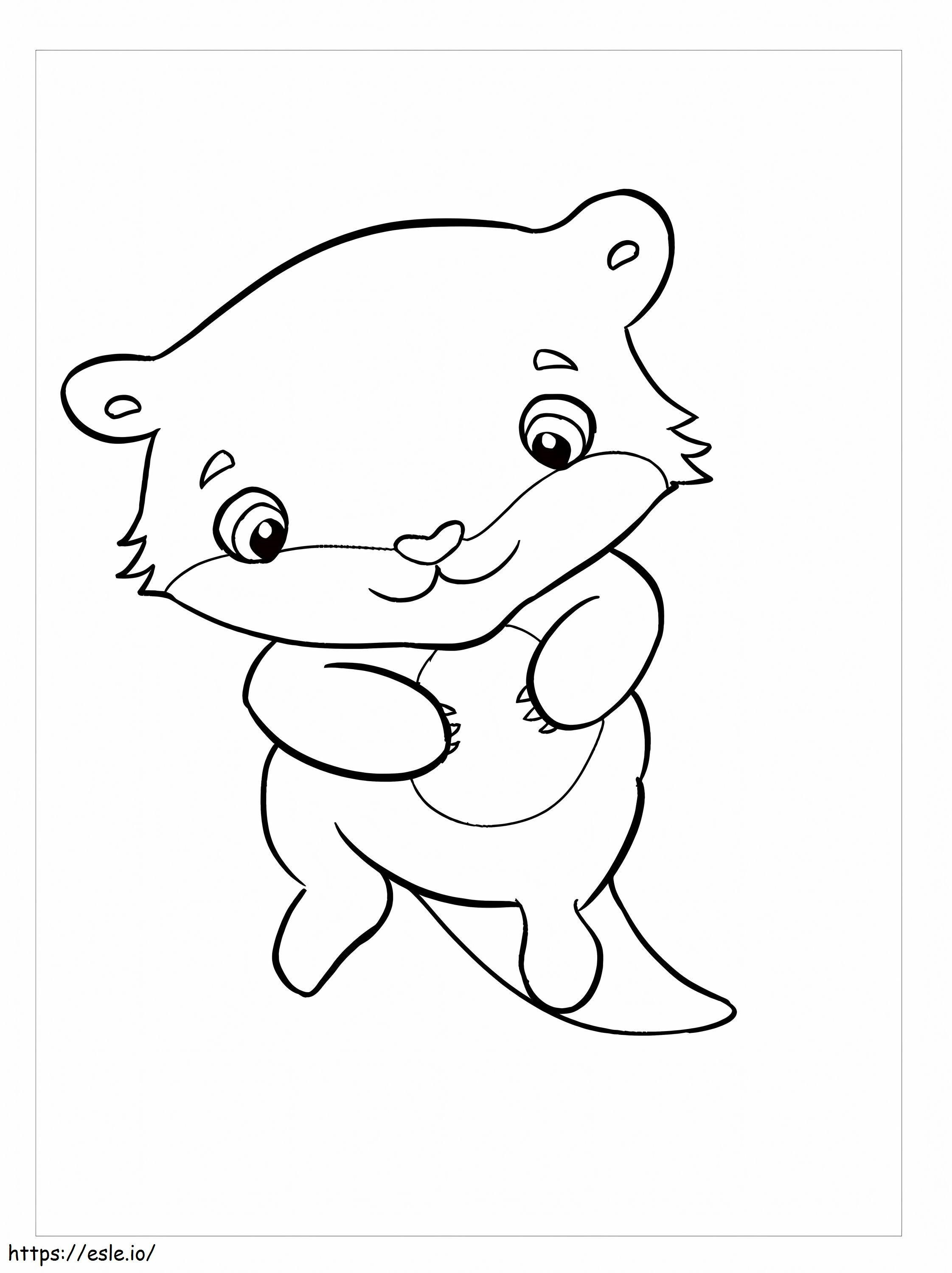 Coloriage Loutre de mer de dessin animé mignon bébé à imprimer dessin